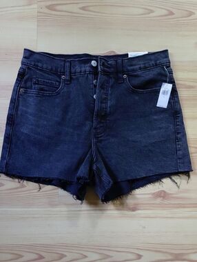 Washed Black Denim Cutoff Shorts - Ski-Hi A-Line